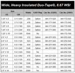 Wide, Heavy Insulated Duo-Tape, 8.67 WSI Sizing Chart